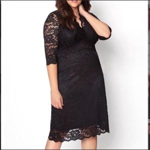 Kiyonna Black Scalloped Boudoir Lace Dress
